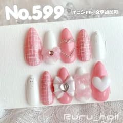 現品】ネイルチップ♡ピンク 量産型地雷韓国ワンホンイニシャル