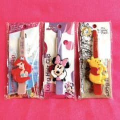 (新品) Disneyミニー アリエル プーさんロングヘアクリップ 3セットのサムネイル