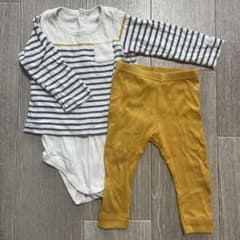 プチバトー　長袖コンビボディとカルソン　セット　80cmのサムネイル