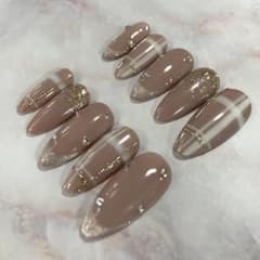 ネイルチップ チェック マグネット フレンチ ラメグラ ストーン No.132のサムネイル