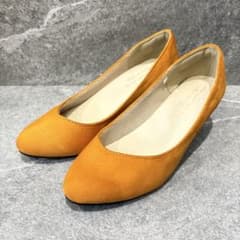 【美品】ikka スエード パンプス 23cm マスタード アーモンドトゥ
