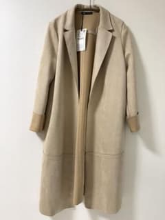 ZARA フェイクスエード チェスターコート ベージュ Sのサムネイル