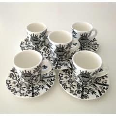 iittala 　 タイカ 黒 エスプレッソカップ＆ソーサー　5点セット売りのサムネイル
