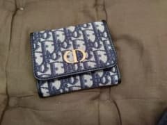 Christian Dior 三つ折り財布 ネイビー/ホワイトのサムネイル