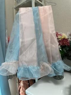 【美品】フリル兵児帯 2色グラデーション（水色×ピンク・オーガンジー）浴衣用のサムネイル