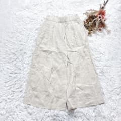 ギャップ GAP リネンガウチョパンツ ウエストゴム 無地 体型カバー 麻
