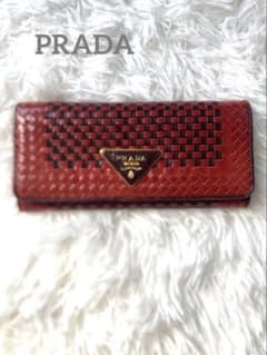 PRADA プラダ 編み込みレザー長財布 美品 - メルカリ