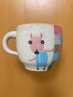 ハンドメイド 陶器 マグカップ 動物柄 パッチワーク風　台湾ハンドメイドのサムネイル