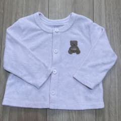 ジェラートピケ　薄いピンク クマ刺繍 カーディガン　80のサムネイル