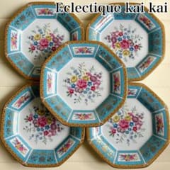 エクレクティックカイカイ　金彩　金襴手　中鉢　４枚セット　輪花鉢　古伊万里　赤絵 エクレクティックカイカイ 金彩 八角銘々皿揃 5枚セット 取り皿 金襴手
