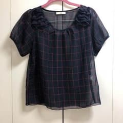 ちょびた様専用☆ブロックチェック シフォンブラウスのサムネイル
