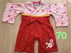 【1度のみ着用】袴ロンパース　70 女の子　お食い初め　初節句　お宮参りのサムネイル