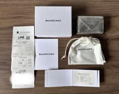 BALENCIAGA ペーパーミニウォレット　シルバー　三つ折り財布のサムネイル