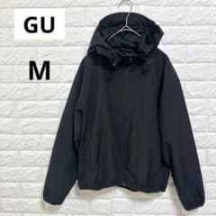 지유 GU 후드가 달린 마운틴 파카 지퍼 업 블루존 M 사이즈 블랙✨