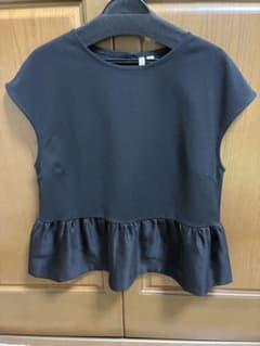 【美品】HK WORKS LONDON ペプラムトップス黒 M フリル異素材切替のサムネイル