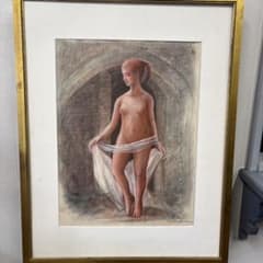 画家　串田都美雄 ヌードの鉛筆画 A3サイズ 金色フレーム 画家 串田都美雄 ヌードの鉛筆画 A3サイズ 金色フレーム - メルカリ