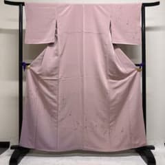 花模様 リーフ模様 グラデーション くすみピンク 付け下げ 着物 022t 