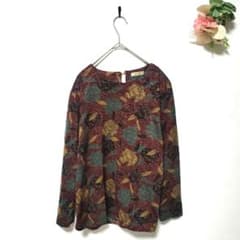 ヴィンテージ 長袖カットソー ブラウス 総柄 レトロ 90s 花柄 薄手 ラメ