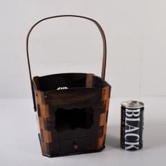 茶道具 唐木縞黒檀製 持ち手付煙草入 煙草盆 C R7616C - メルカリ