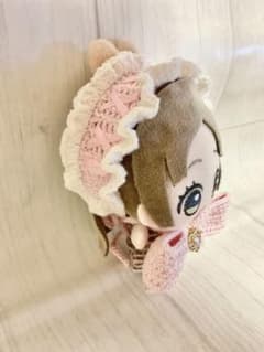 ちびぐるみ　ヘッドドレス　リボン　ぬい服　ハンドメイド　編み物　ピンク　セットのサムネイル