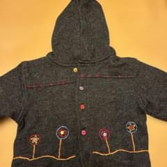 キッズ ウールコート フード付き 刺繍ボタンのサムネイル