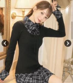 ミシェルマカロン チェックドッキングワンピース ブラック - メルカリ