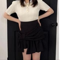 dazzlin ナナメリボンミニスカート ブラック M