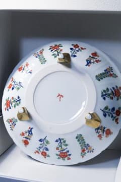 有田焼 其泉窯 マイセン写し 色絵草花文 大皿 約25cm 共箱・栞付きのサムネイル