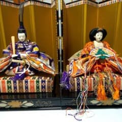 雛人形親王飾り 金屏風台座付きのサムネイル