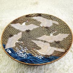 希少✨有田焼 静山作 金彩鶴絵柄 大皿 直径約46cm 特大 色絵皿