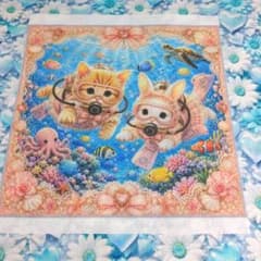 ③未使用 可愛い猫＆ウサギちゃんパネル生地＆デイジー花柄生地 - メルカリ