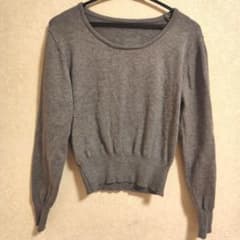 SHEIN トップス グレー 長袖ニット クルーネック ウエストリブのサムネイル