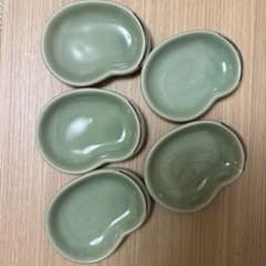 たち吉　青磁 そら豆型 小皿 5枚セットのサムネイル