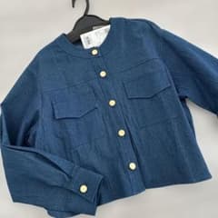 デニムブルー クロップドジャケット 新品タグあり定価6598円】ダークブルー クロップドデニムジャケット