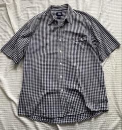 old stussy 90s 半袖シャツ ギンガムチェック 紺タグ - メルカリ