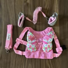 迷子防止ハーネス ピンク 蝶々デザインのサムネイル
