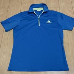 adidas アディダス ゴルフ 半袖ハーフジップ シャツ ブルー　サイズＯ
