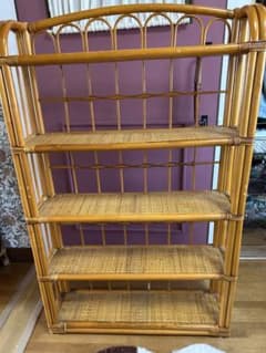 最終値下げ】ラタン 5段シェルフ ナチュラルウッド 籐 アーチ型