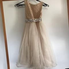 ドレス ゴールド 120 スパンコール デコ 発表会 結婚式のサムネイル