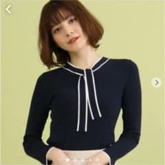 【アナトリエ】ボウタイニット　プルオーバー　ブラックのサムネイル