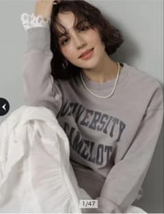 Arpege story☆袖レースフロッキーロゴスウェット☆新品タグ付き