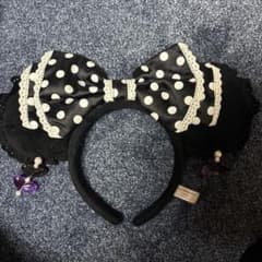 り*ん様 ディズニーカチューシャ イヤリング付き ドット ブラック ミニーのサムネイル
