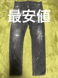 DSQUARED2 ペイント加工 ブラックデニムパンツ スキニー - メルカリ