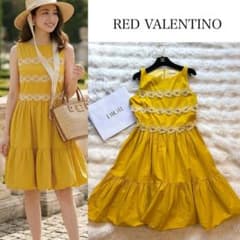 美品 RED VALENTINO フラワーモチーフ ワンピース ノースリーブ L