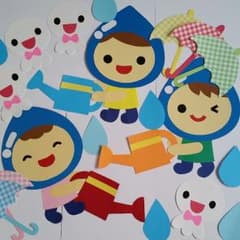 【クレープ様専用】6月壁面☆保育　雨の妖精　てるてる坊主　壁面　6月季節飾りのサムネイル