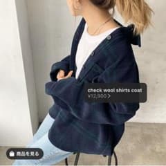 flugge チェックウールシャツコート　アウターのサムネイル
