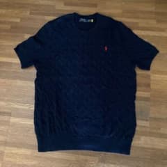 POLO RALPH LAUREN ケーブルニット 半袖 ネイビー XLのサムネイル
