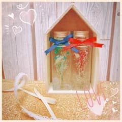 オーダーメイド ハーバリウム ❤️結婚祝❤️『飾り棚付き‼︎』100ml×2本のサムネイル