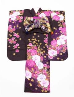 振袖　袋帯　セット　あずき色　花柄のサムネイル