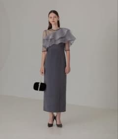 LEJA】アシンメトリーティアードフリル3WAYベロアIラインドレス